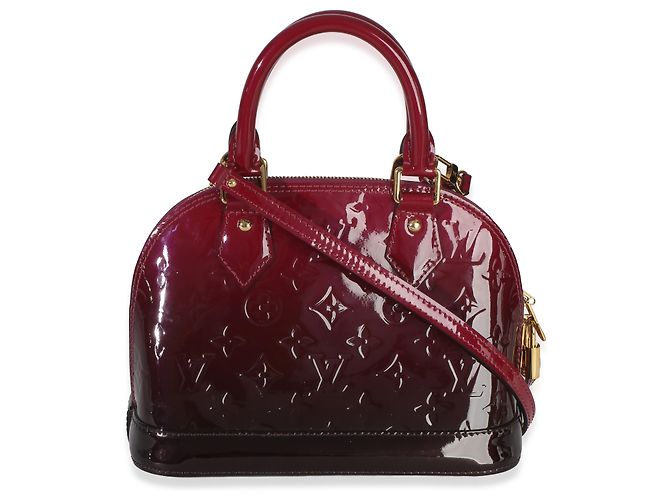 Louis Vuitton Burgundy Patent Monogram Ombré Alma BB Nero - vista 2