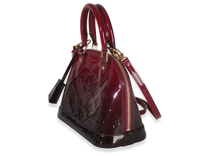 Louis Vuitton Burgundy Patent Monogram Ombré Alma BB Nero - vista 3