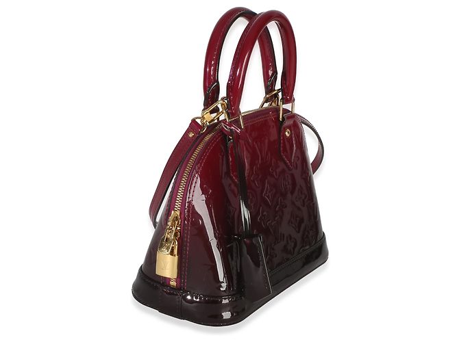 Louis Vuitton Burgundy Patent Monogram Ombré Alma BB Nero - vista 4