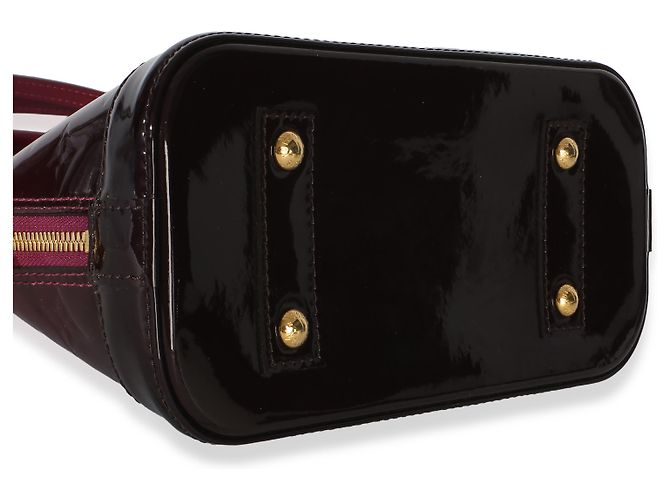 Louis Vuitton Burgundy Patent Monogram Ombré Alma BB Nero - vista 5