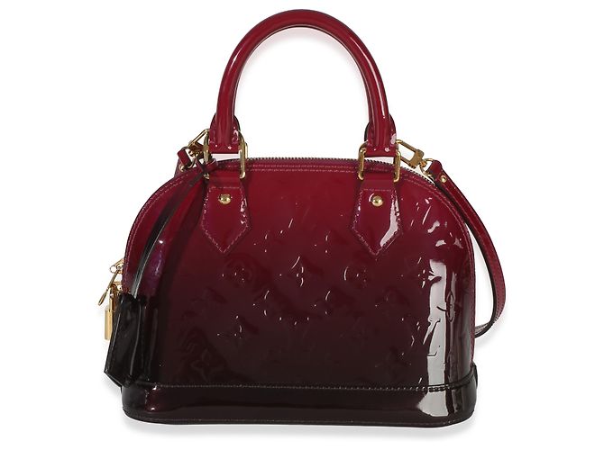 Louis Vuitton Burgundy Patent Monogram Ombré Alma BB Nero - vista 6