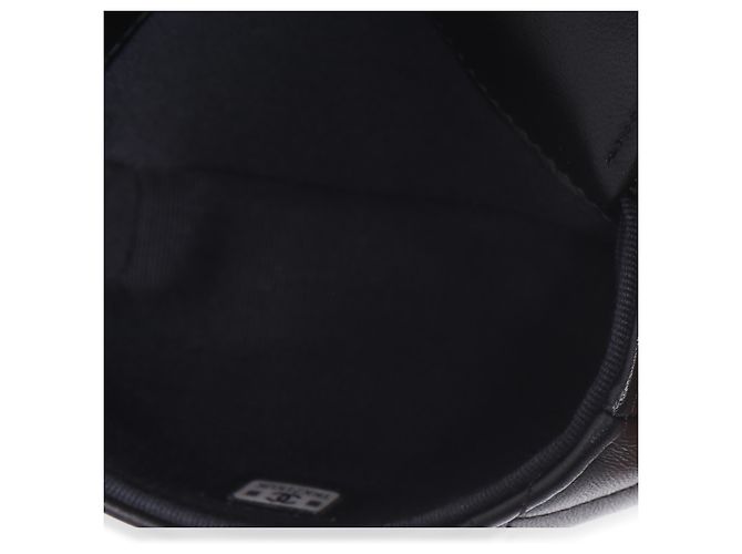 Gabrielle Chanel Mini Clutch aus schwarzem gestepptem Lammleder mit CC-Kette - Ansicht 5