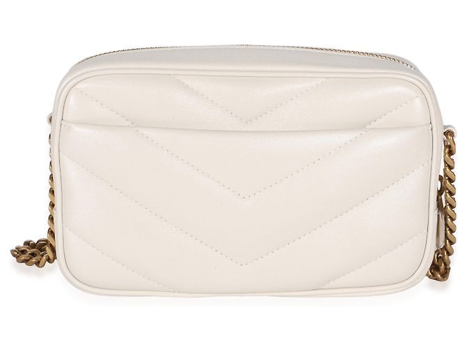 Autre Marque Borsa camera mini Loulou in pelle d'agnello monogramma chevron Crema di Saint Laurent Bianco - vista 2