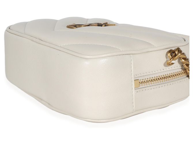 Autre Marque Borsa camera mini Loulou in pelle d'agnello monogramma chevron Crema di Saint Laurent Bianco - vista 6
