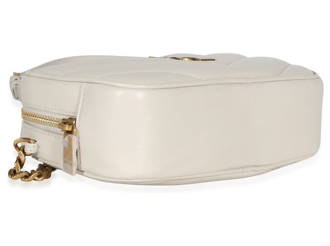 Autre Marque Borsa camera mini Loulou in pelle d'agnello monogramma chevron Crema di Saint Laurent Bianco - vista 7