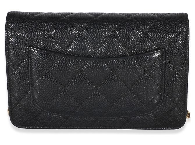 Chanel Black Quilted Caviar Classic Wallet On Chain Negro - vista 2