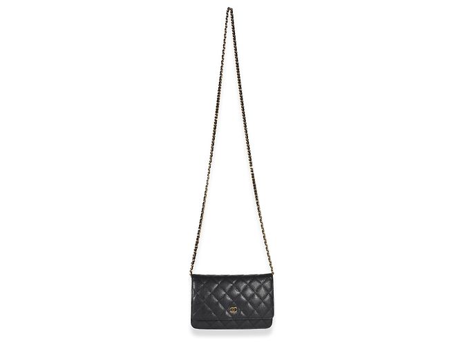 Chanel Black Quilted Caviar Classic Wallet On Chain Negro - vista 5