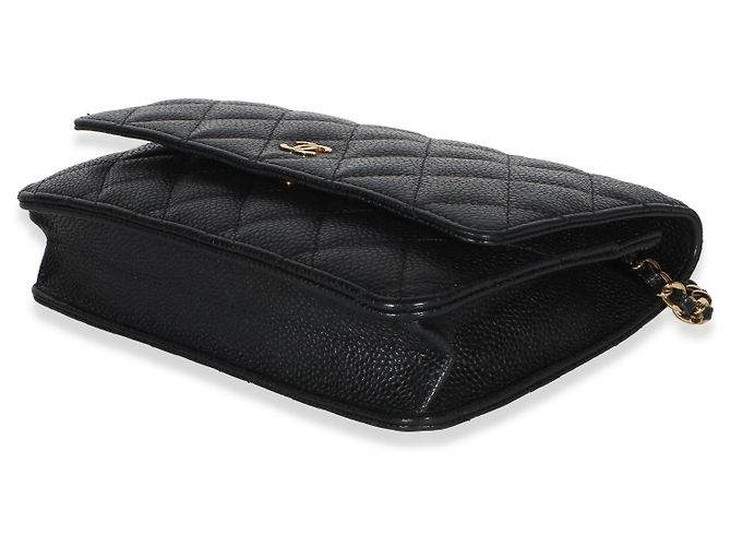 Chanel Black Quilted Caviar Classic Wallet On Chain Negro - vista 6