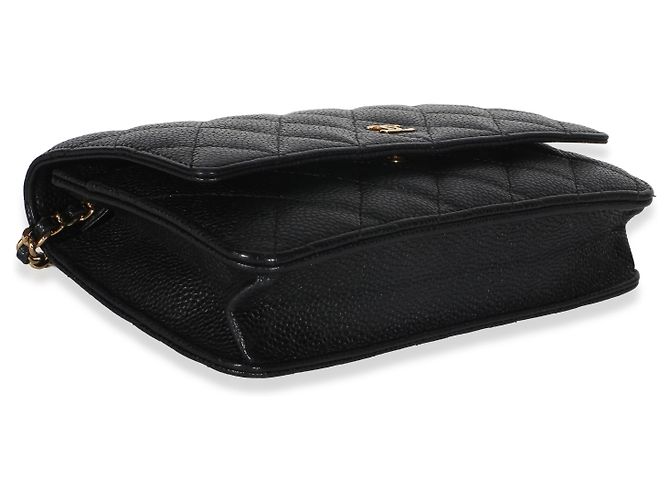 Chanel Black Quilted Caviar Classic Wallet On Chain Negro - vista 7
