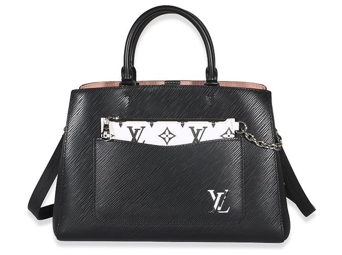 Borsa Louis Vuitton Black Epi Marelle Tote MM Nero - vista 8
