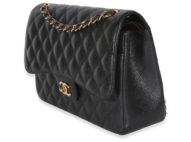 Gabrielle Borsa Chanel Jumbo Double Flap in pelle caviar matelassé nera Nero - vista 3