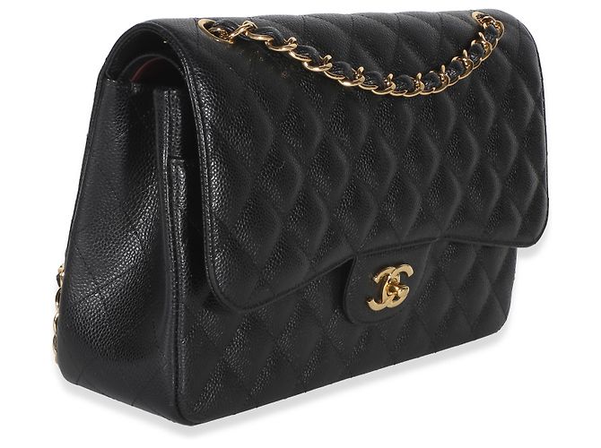 Gabrielle Borsa Chanel Jumbo Double Flap in pelle caviar matelassé nera Nero - vista 4