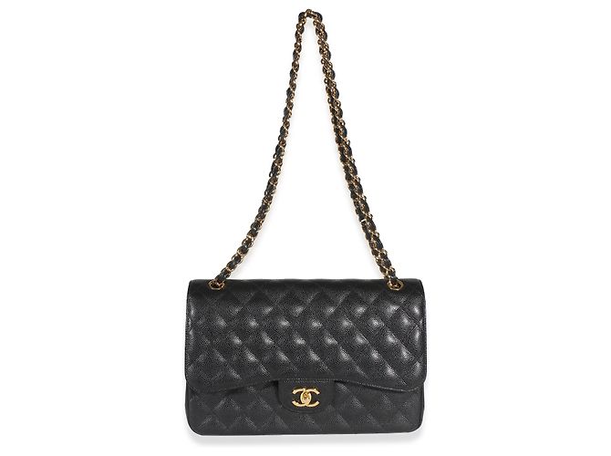 Gabrielle Borsa Chanel Jumbo Double Flap in pelle caviar matelassé nera Nero - vista 5