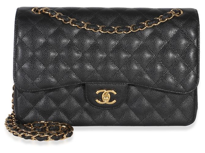 Gabrielle Borsa Chanel Jumbo Double Flap in pelle caviar matelassé nera Nero - vista 8