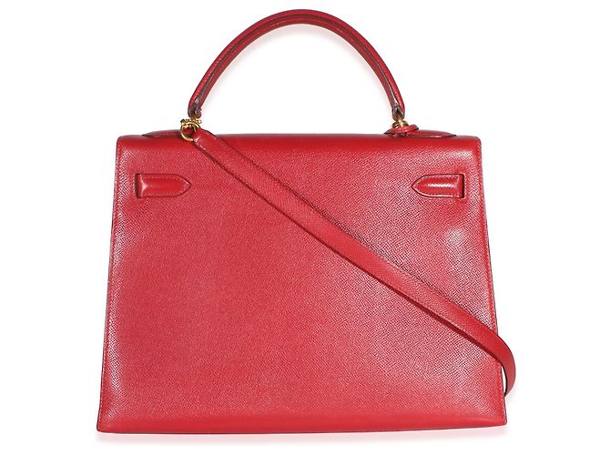 Hermès Rouge Vif Courchevel Kelly Sellier 32 GHW Rosso - vista 2