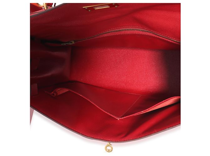 Hermès Rouge Vif Courchevel Kelly Sellier 32 GHW Rosso - vista 5