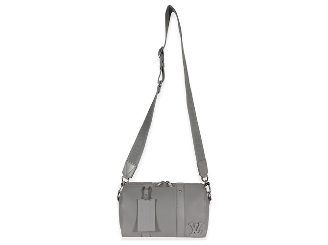 Louis Vuitton Grey Grained Calfskin Aerogram City Keepall Marrone - vista 5