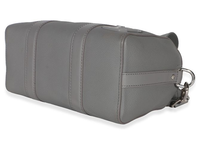 Louis Vuitton Grey Grained Calfskin Aerogram City Keepall Marrone - vista 6