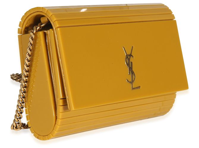 Autre Marque Saint Laurent Mini Minaudière Vicky de Plexiglass Amarillo - vista 4