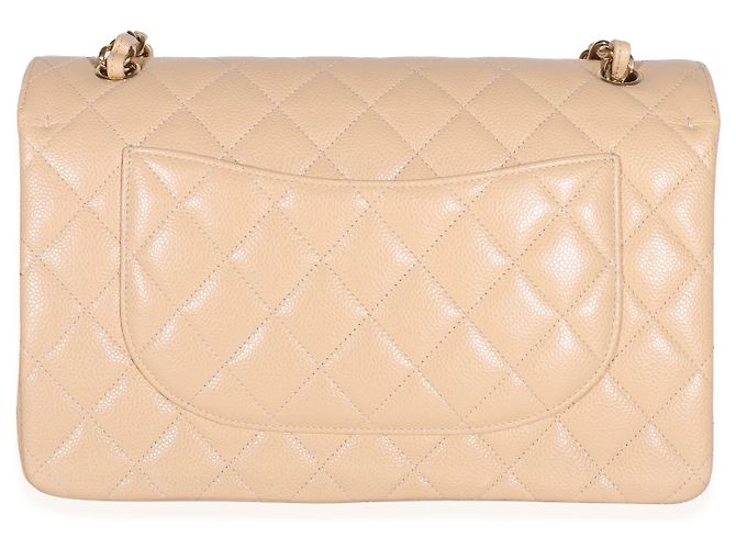 Gabrielle Borsa Chanel Jumbo Double Flap in pelle caviar matelassé beige - vista 2