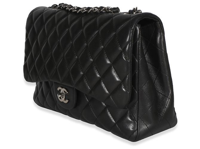 Gabrielle Borsa Chanel Jumbo Single Flap in pelle di agnello matelassé nera Nero - vista 3