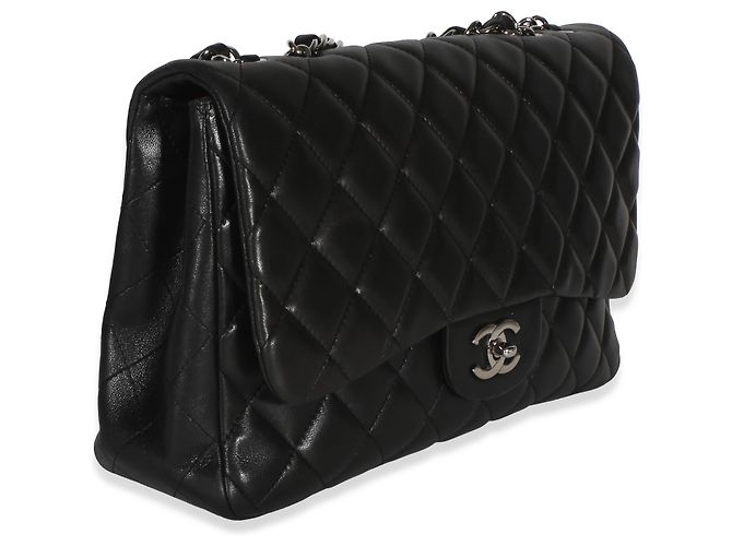 Gabrielle Borsa Chanel Jumbo Single Flap in pelle di agnello matelassé nera Nero - vista 4