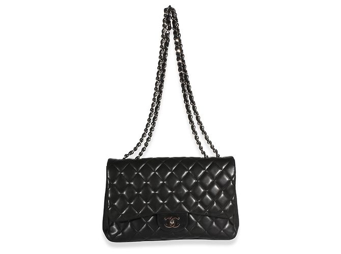Gabrielle Borsa Chanel Jumbo Single Flap in pelle di agnello matelassé nera Nero - vista 5