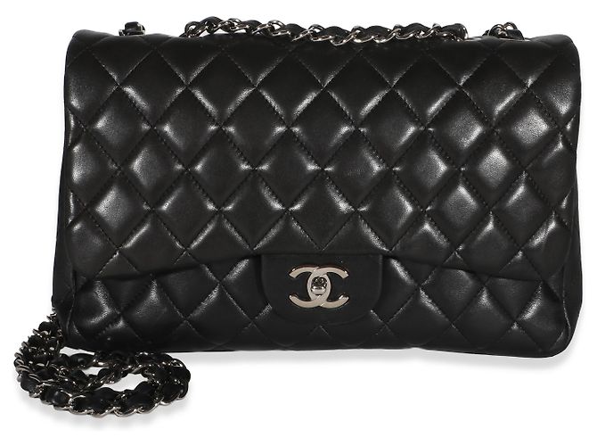 Gabrielle Borsa Chanel Jumbo Single Flap in pelle di agnello matelassé nera Nero - vista 8