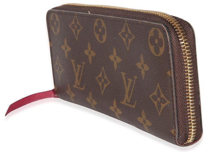 Cartera Louis Vuitton Clemence de lona Monogram Fuchsia Castaño - vista 3