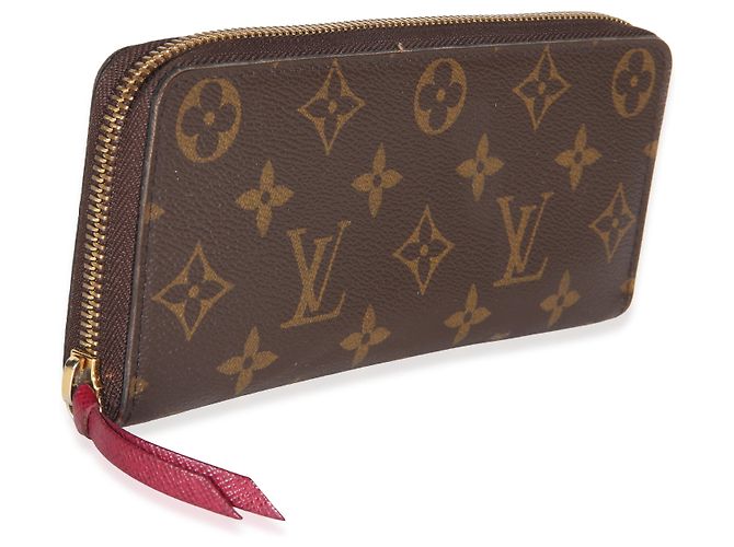 Cartera Louis Vuitton Clemence de lona Monogram Fuchsia Castaño - vista 4