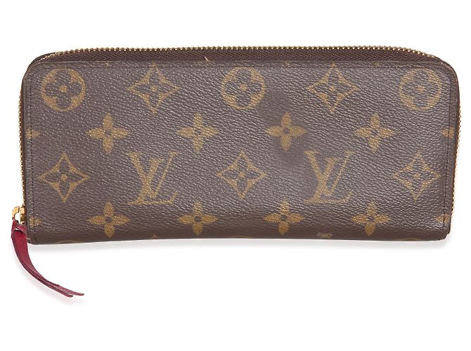 Cartera Louis Vuitton Clemence de lona Monogram Fuchsia Castaño - vista 7