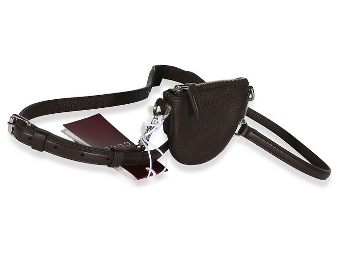 Mini borsa a tracolla Gucci B in pelle di vitello martellata marrone - vista 4