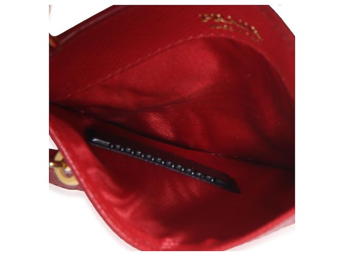 Porta-cartões Prada Red Saffiano com triângulo e alça Vermelho - vista 4