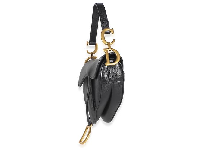 Mini bolso Saddle Christian Dior de piel de becerro granulada negra - vista 2