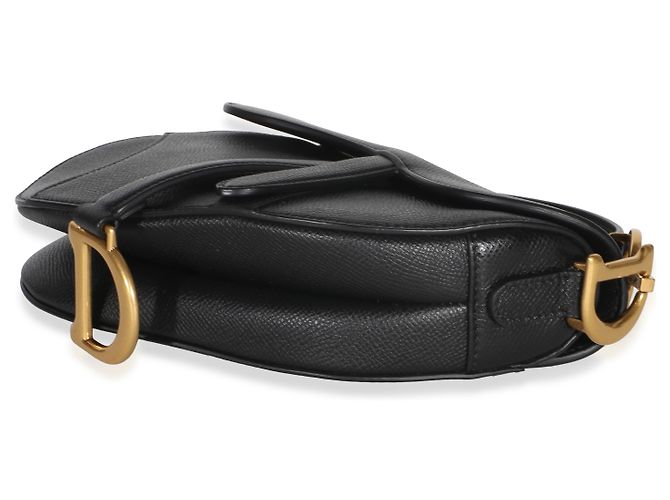 Mini bolso Saddle Christian Dior de piel de becerro granulada negra - vista 4