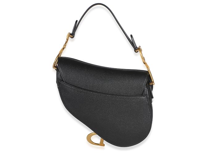Mini bolso Saddle Christian Dior de piel de becerro granulada negra - vista 5