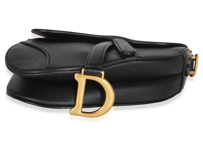 Mini bolso Saddle Christian Dior de piel de becerro granulada negra - vista 6