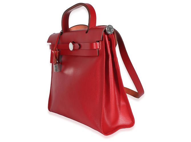 Hermès Rouge Piment Vache Hunter Berline Herbag Zip 31 PM PHW Rot - Ansicht 3