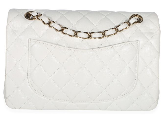 Gabrielle Borsa Chanel Small Classic Double Flap in pelle caviar matelassé bianca Bianco - vista 2