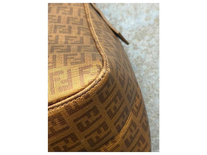 Fendi Baguette Tasche braun Monogramm Canvas Bronze Gold hardware - Ansicht 12