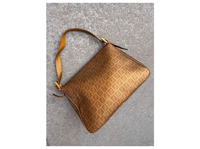 Fendi Baguette Tasche braun Monogramm Canvas Bronze Gold hardware - Ansicht 7
