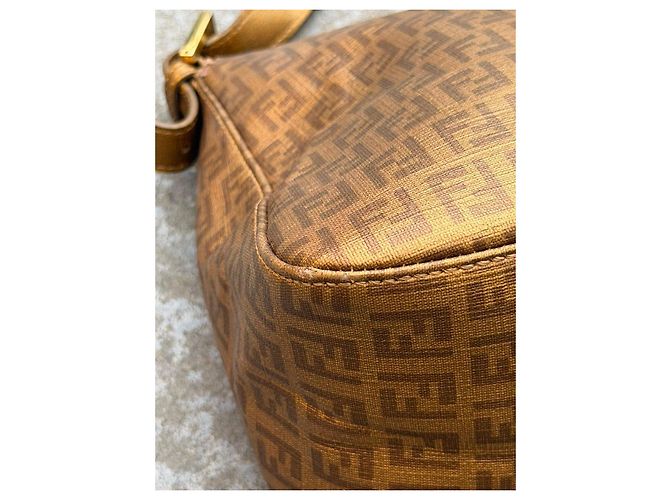 Fendi Baguette Tasche braun Monogramm Canvas Bronze Gold hardware - Ansicht 8