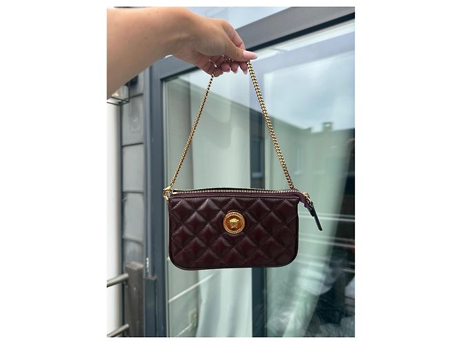 Borsa a tracolla Versace Medusa in pelle matelassé - Bordeaux Bordò - vista 2