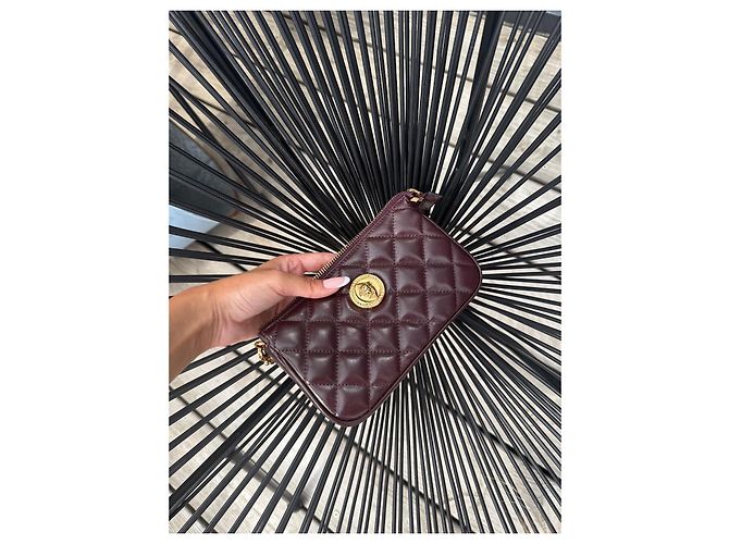 Borsa a tracolla Versace Medusa in pelle matelassé - Bordeaux Bordò - vista 3