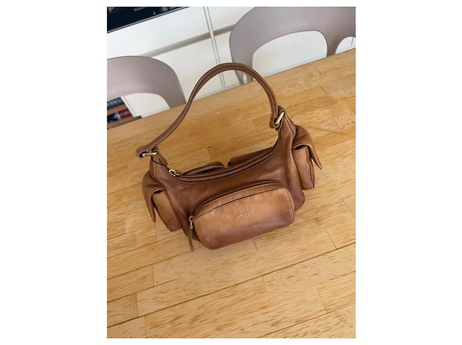 Miu Miu Borsa a Tracolla in Pelle Marrone - vista 3