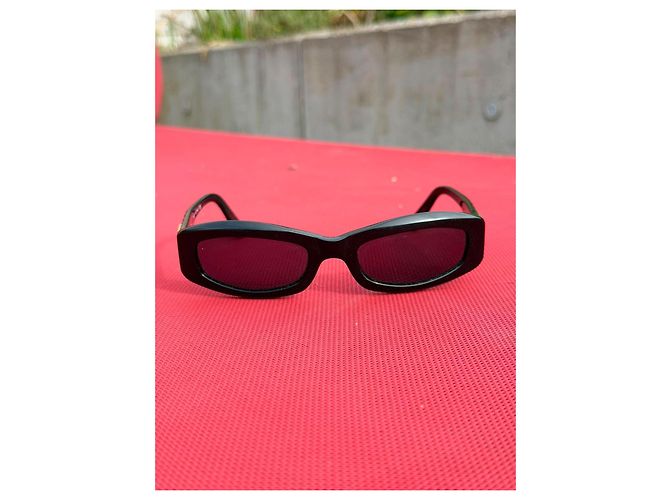 Chanel Sonnenbrille Schwarz mit orangefarbenem CC-Logo - Ansicht 6