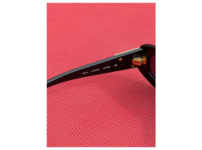 Chanel Sonnenbrille Schwarz mit orangefarbenem CC-Logo - Ansicht 8