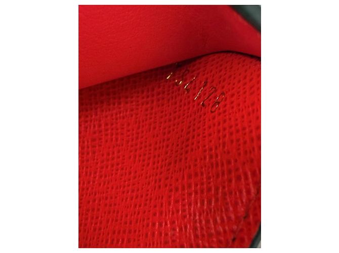 Louis Vuitton Portafoglio Small Zoe Damier Ebene e Pelle Rossa Marrone Rosso - vista 10