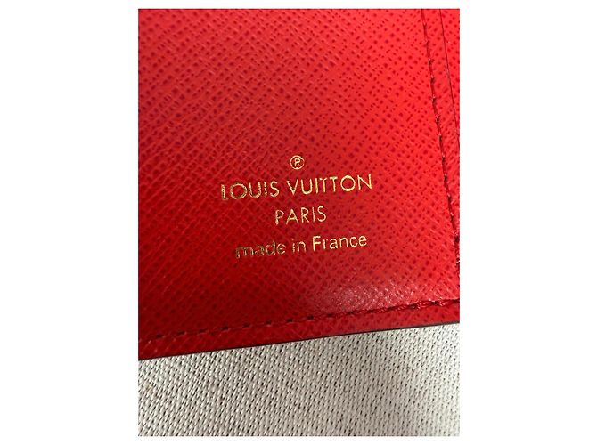 Louis Vuitton Portafoglio Small Zoe Damier Ebene e Pelle Rossa Marrone Rosso - vista 8