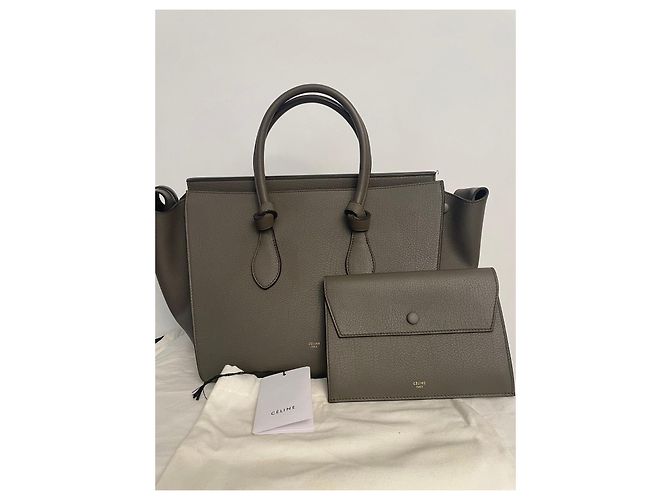 Céline Celine Tie Handtasche Small in Khaki genarbtem Leder - Ansicht 7